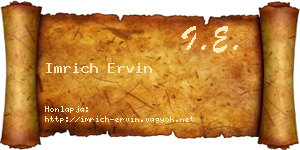 Imrich Ervin névjegykártya